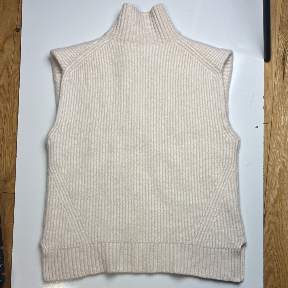 J. Crew Cream Ribbed Sleeveless Turtleneck Sweater Vest - Picture 5 of 5